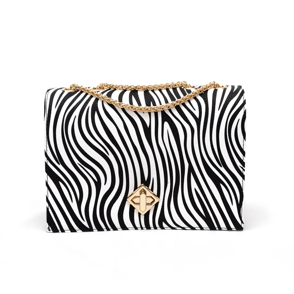 Omuz Askılı Kutu Çanta - Zebra Desenli