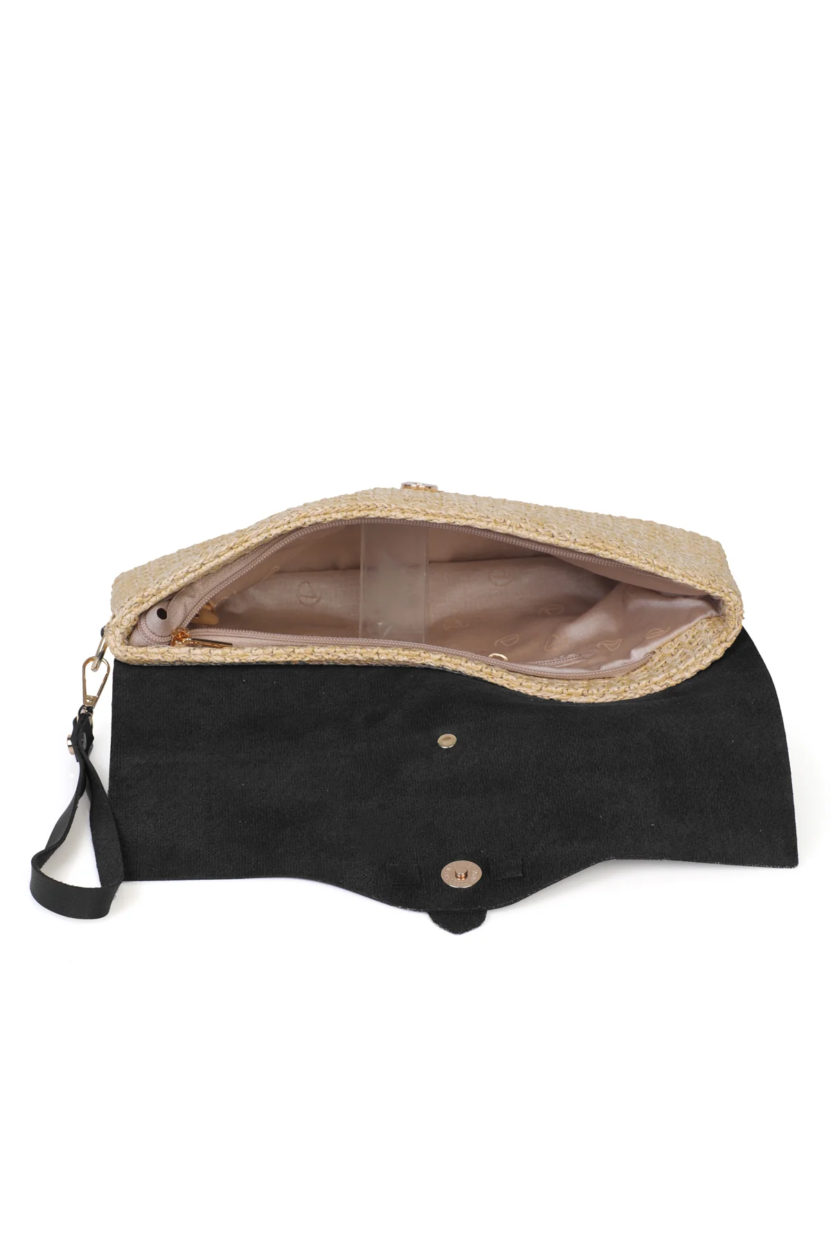 Cloe Mıknatıs Kapaklı Hasır Clutch Çanta