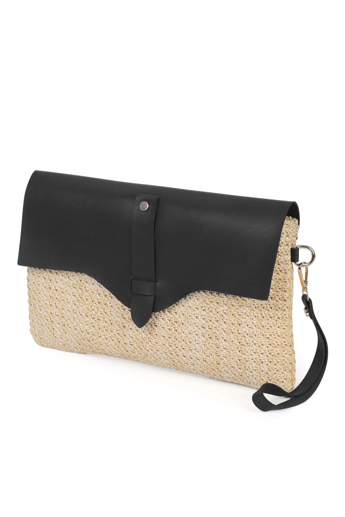Cloe Mıknatıs Kapaklı Hasır Clutch Çanta